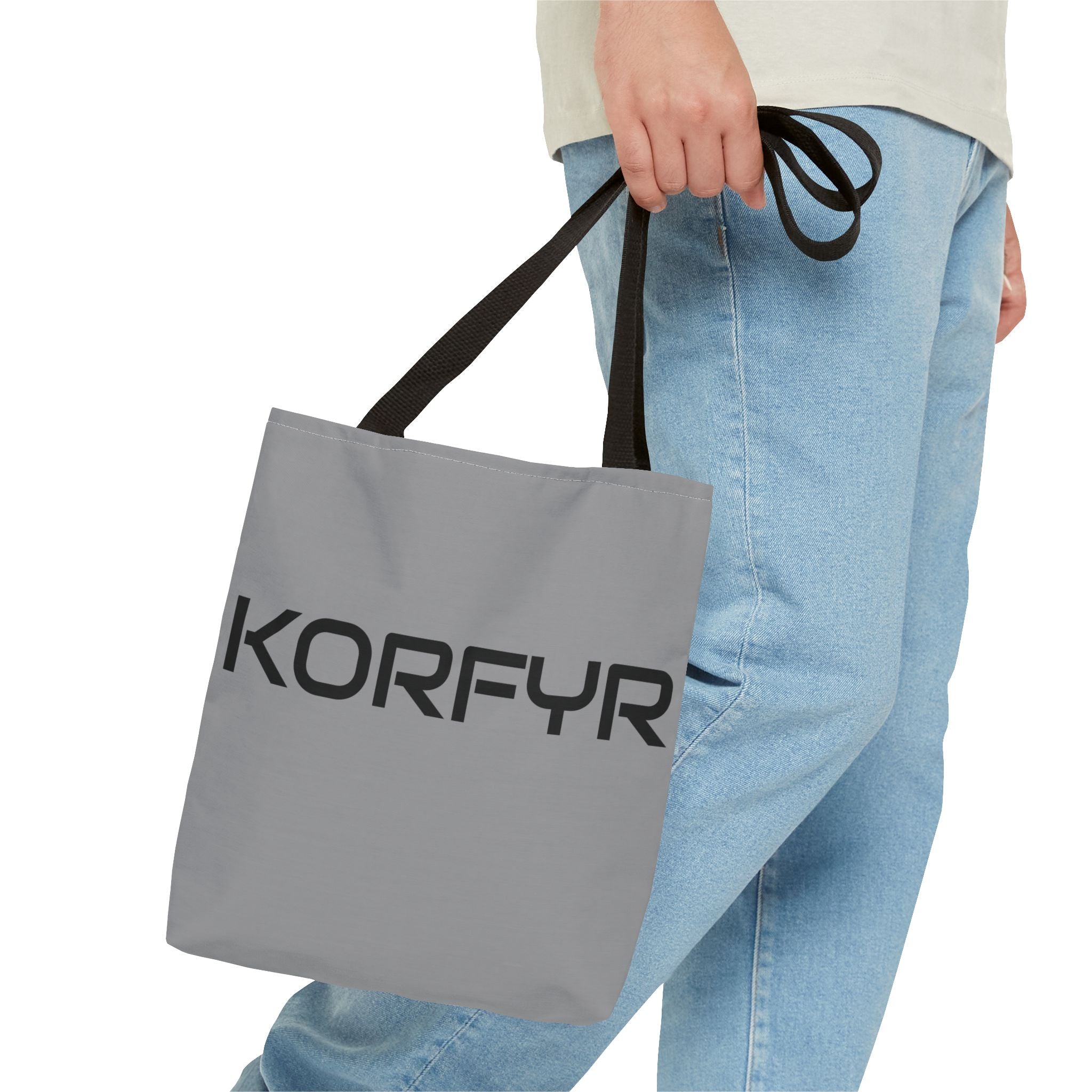 KORFYR Modern Typography Tote Bag, Chic Eco-Friendly Bag, Stylish Everyday Tote, Gift for Her, Fashion Statement Carryall