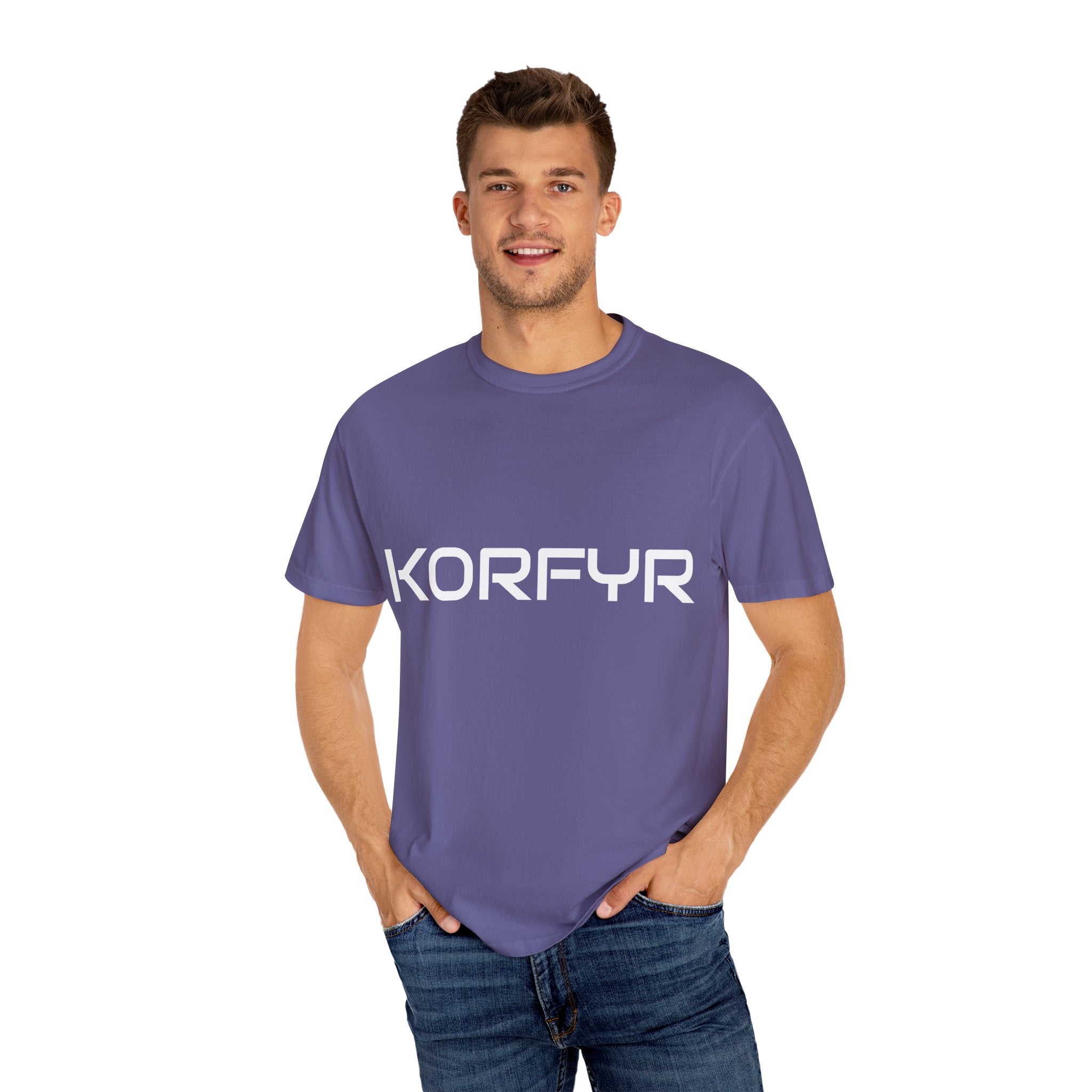 Stylish KORFYR Garment-Dyed T-Shirt, Casual Wear, Streetwear, Gift Idea, Unique Fashion Statement