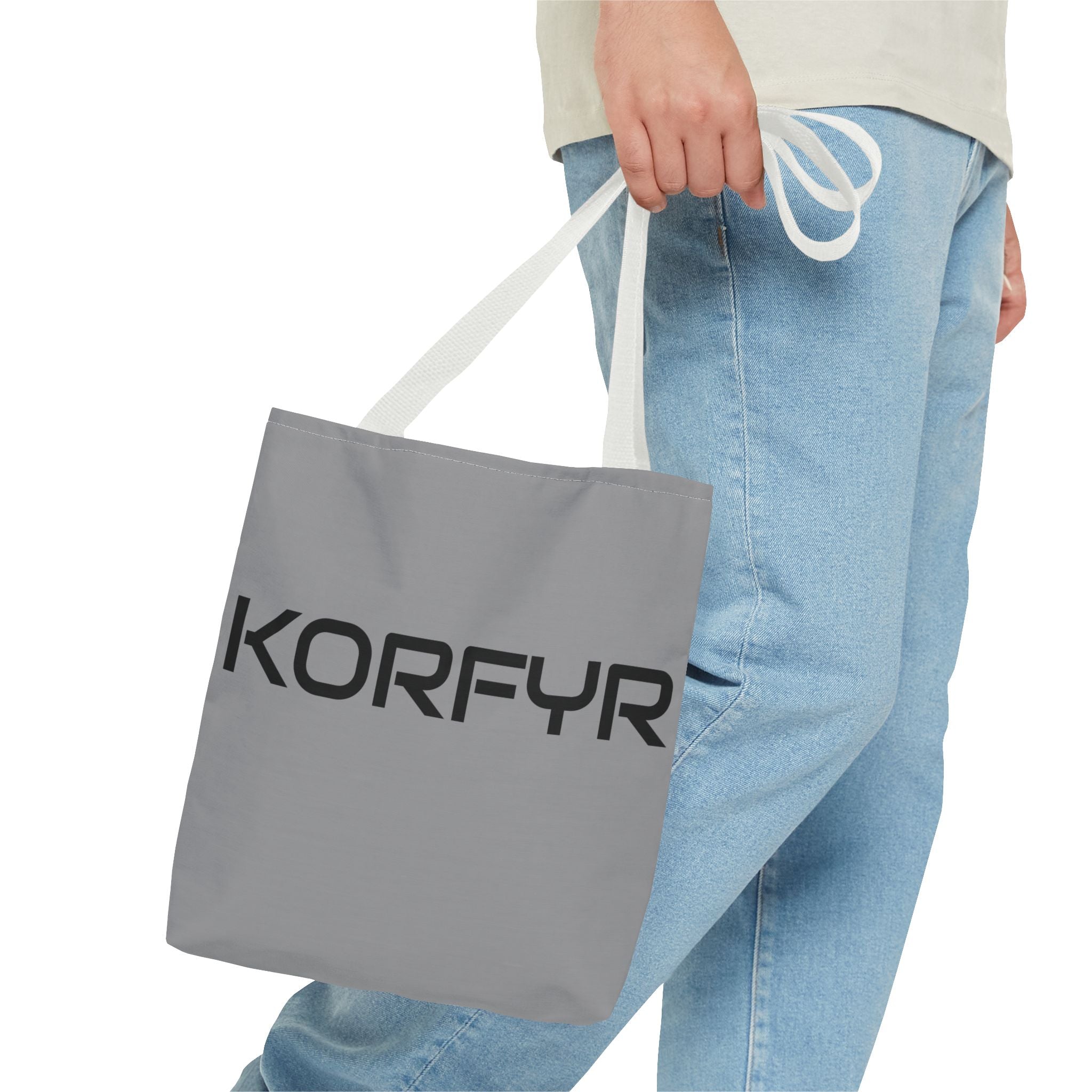 KORFYR Modern Typography Tote Bag, Chic Eco-Friendly Bag, Stylish Everyday Tote, Gift for Her, Fashion Statement Carryall