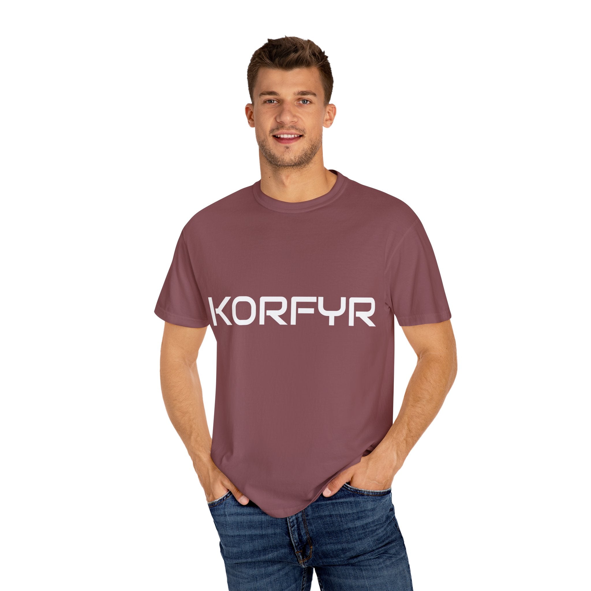 Stylish KORFYR Garment-Dyed T-Shirt, Casual Wear, Streetwear, Gift Idea, Unique Fashion Statement