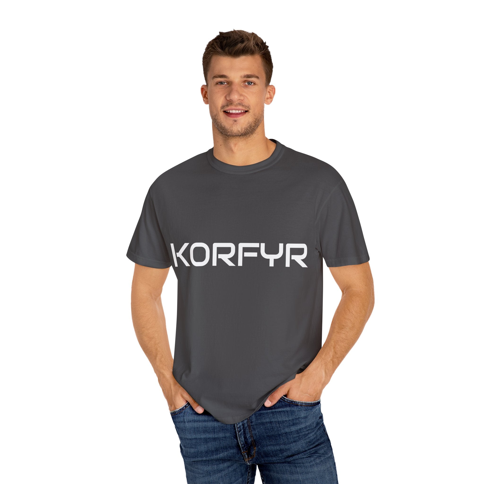 Stylish KORFYR Garment-Dyed T-Shirt, Casual Wear, Streetwear, Gift Idea, Unique Fashion Statement
