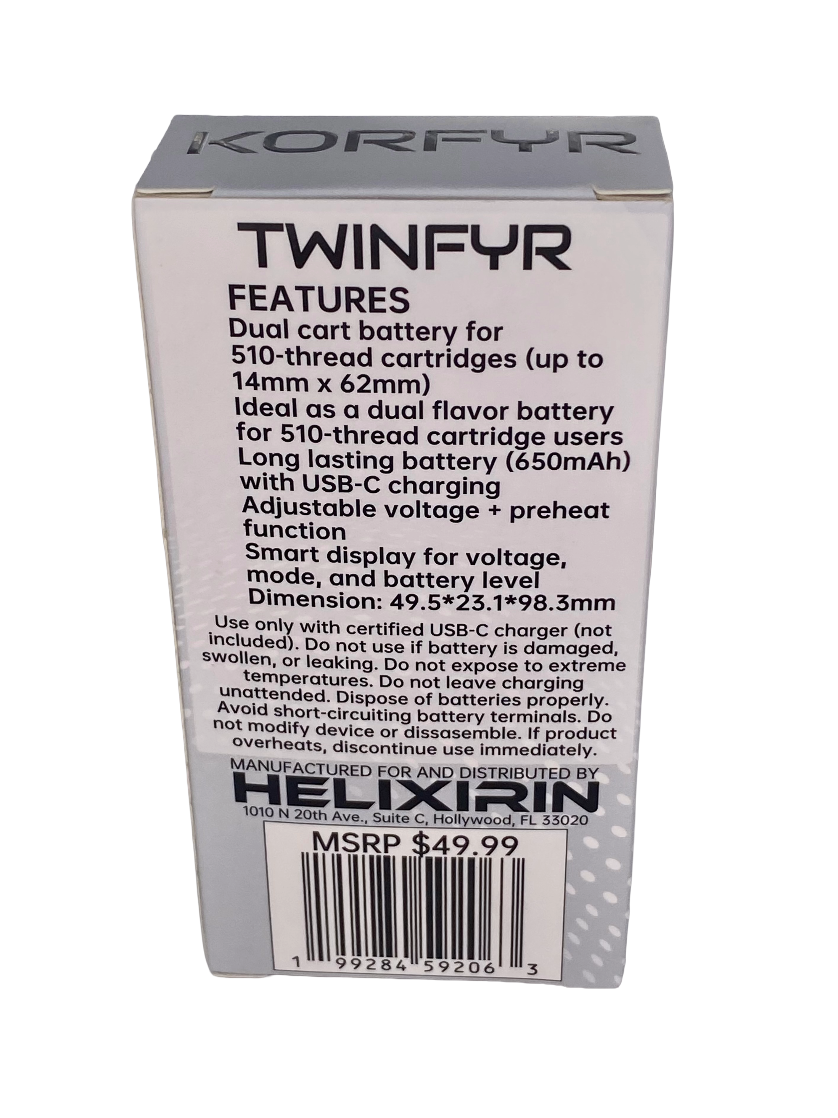 TWINFYR Dual-Flavor 510-Thread 650mAh Battery (Black)
