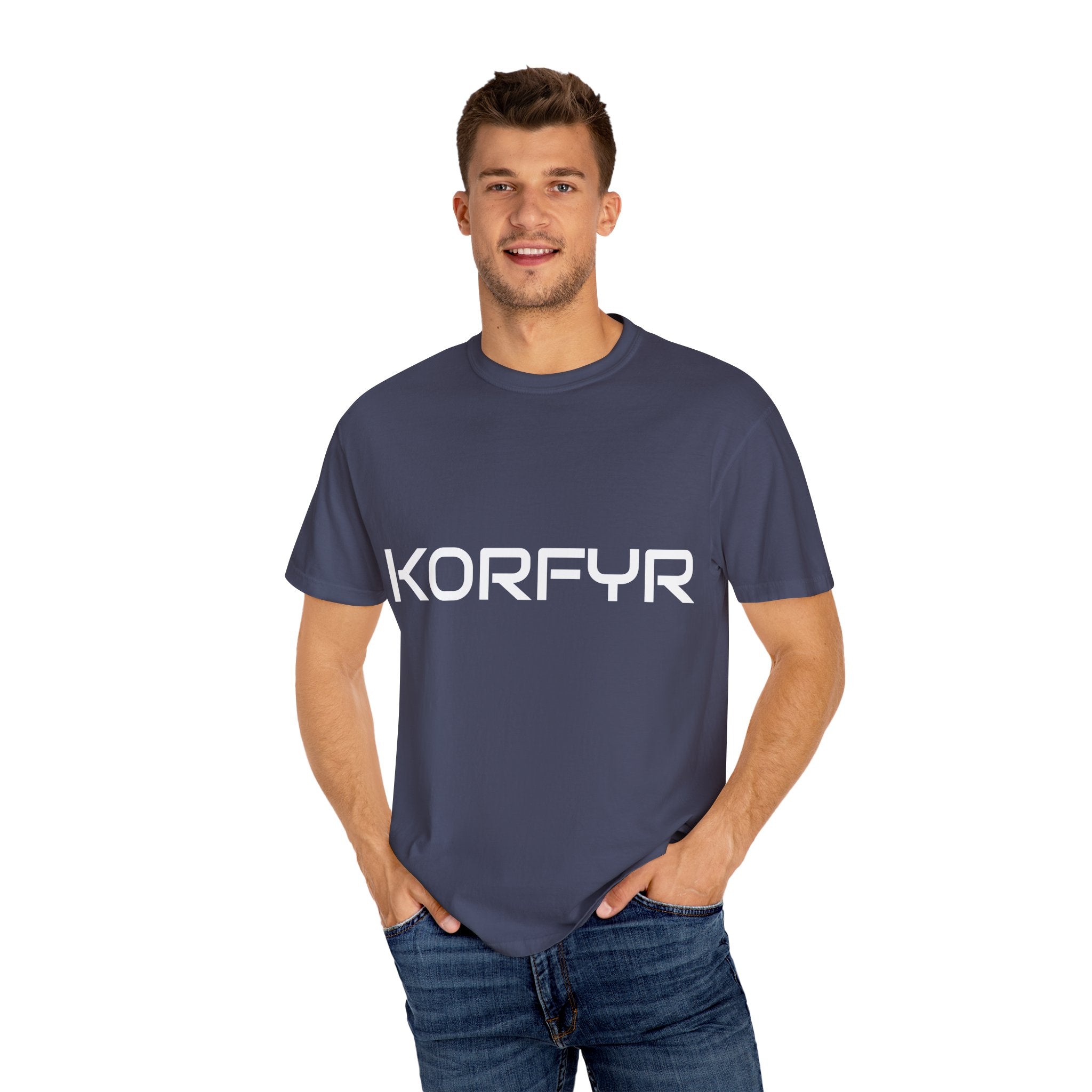 Stylish KORFYR Garment-Dyed T-Shirt, Casual Wear, Streetwear, Gift Idea, Unique Fashion Statement