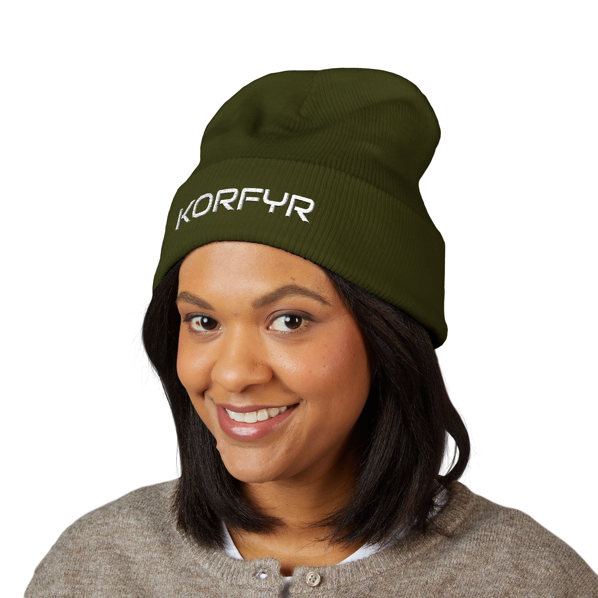 KORFYR Classic Cuffed Beanie - Cozy Embroidered Hat for Winter, Fashion Accessory, Streetwear Style, Gift for Him/Her, Casual Headwear