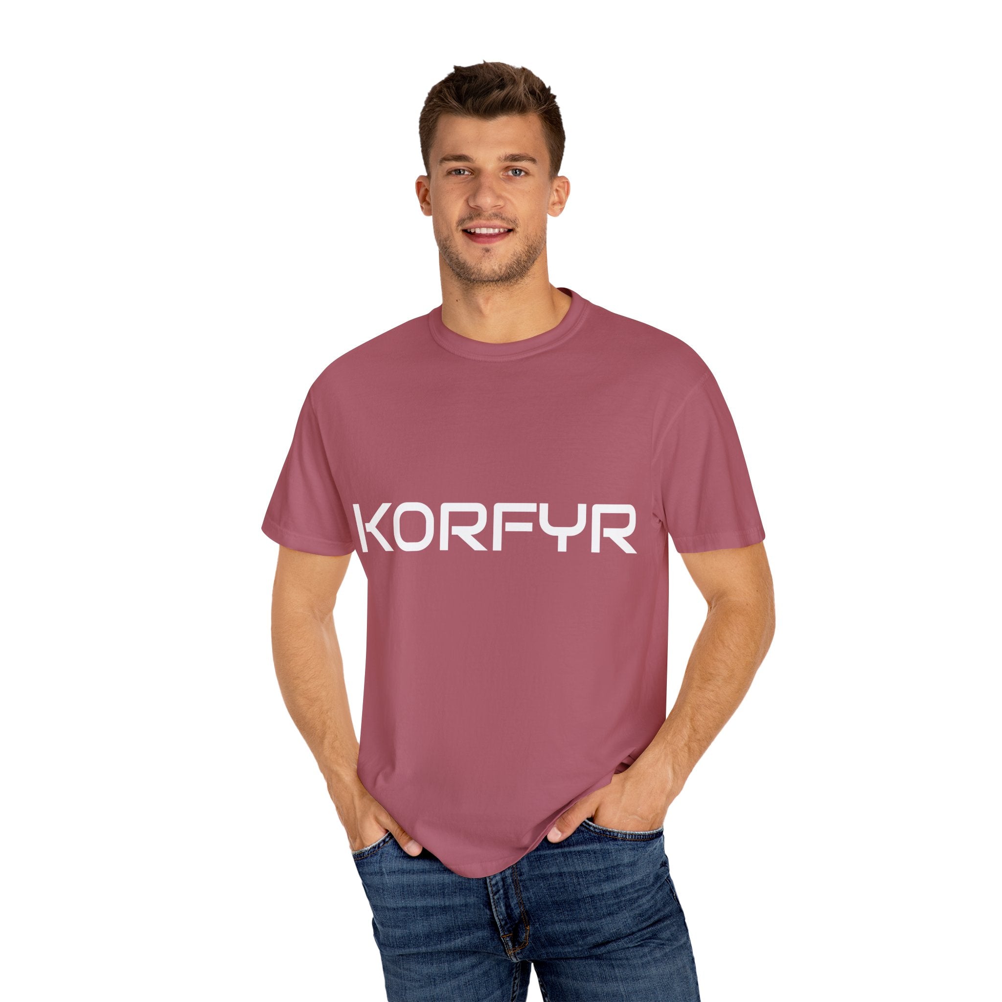 Stylish KORFYR Garment-Dyed T-Shirt, Casual Wear, Streetwear, Gift Idea, Unique Fashion Statement