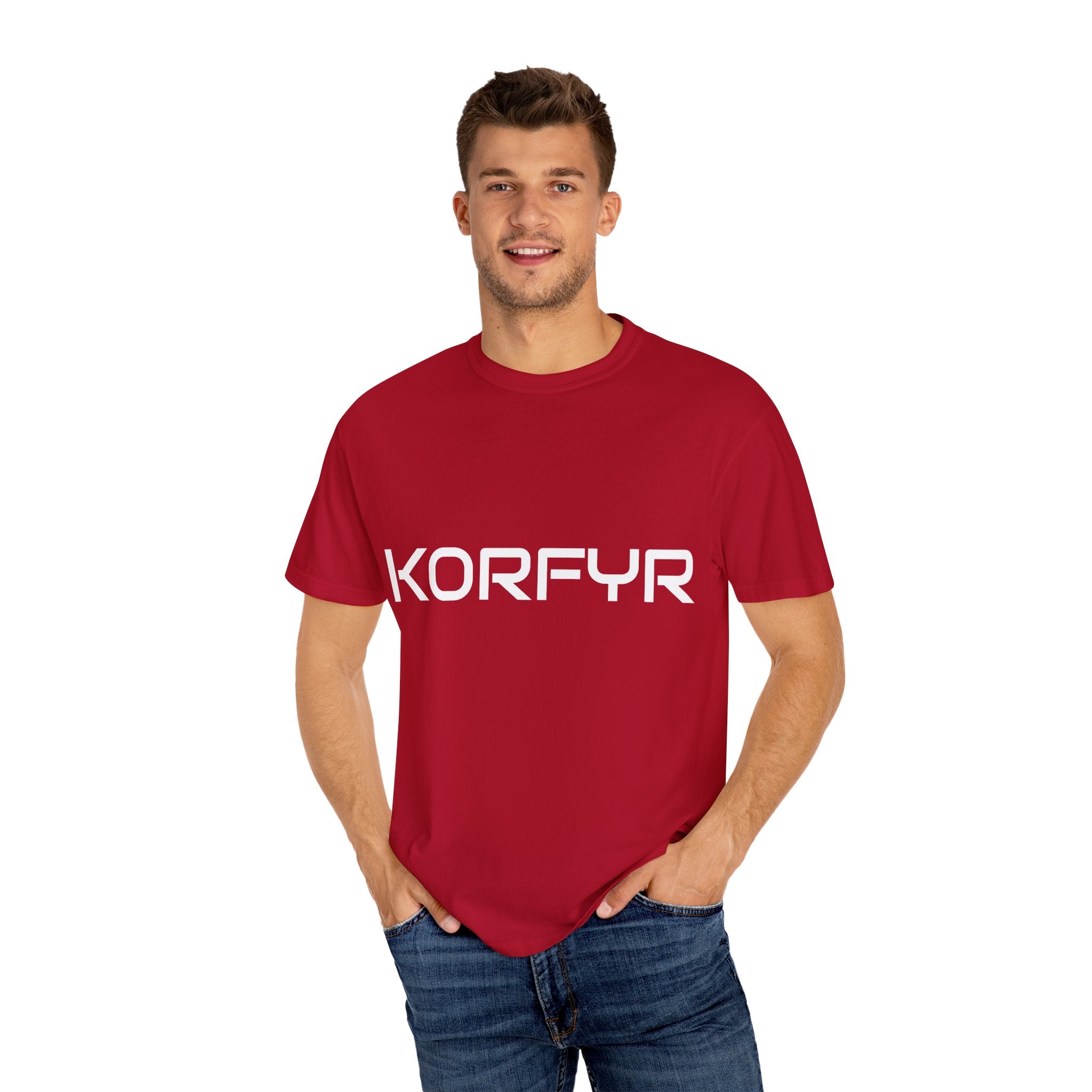 Stylish KORFYR Garment-Dyed T-Shirt, Casual Wear, Streetwear, Gift Idea, Unique Fashion Statement