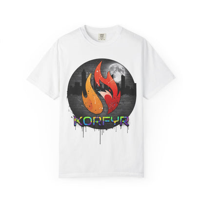 KORFYR Flame Logo T‑Shirt — Urban Graffiti Fire Graphic Tee