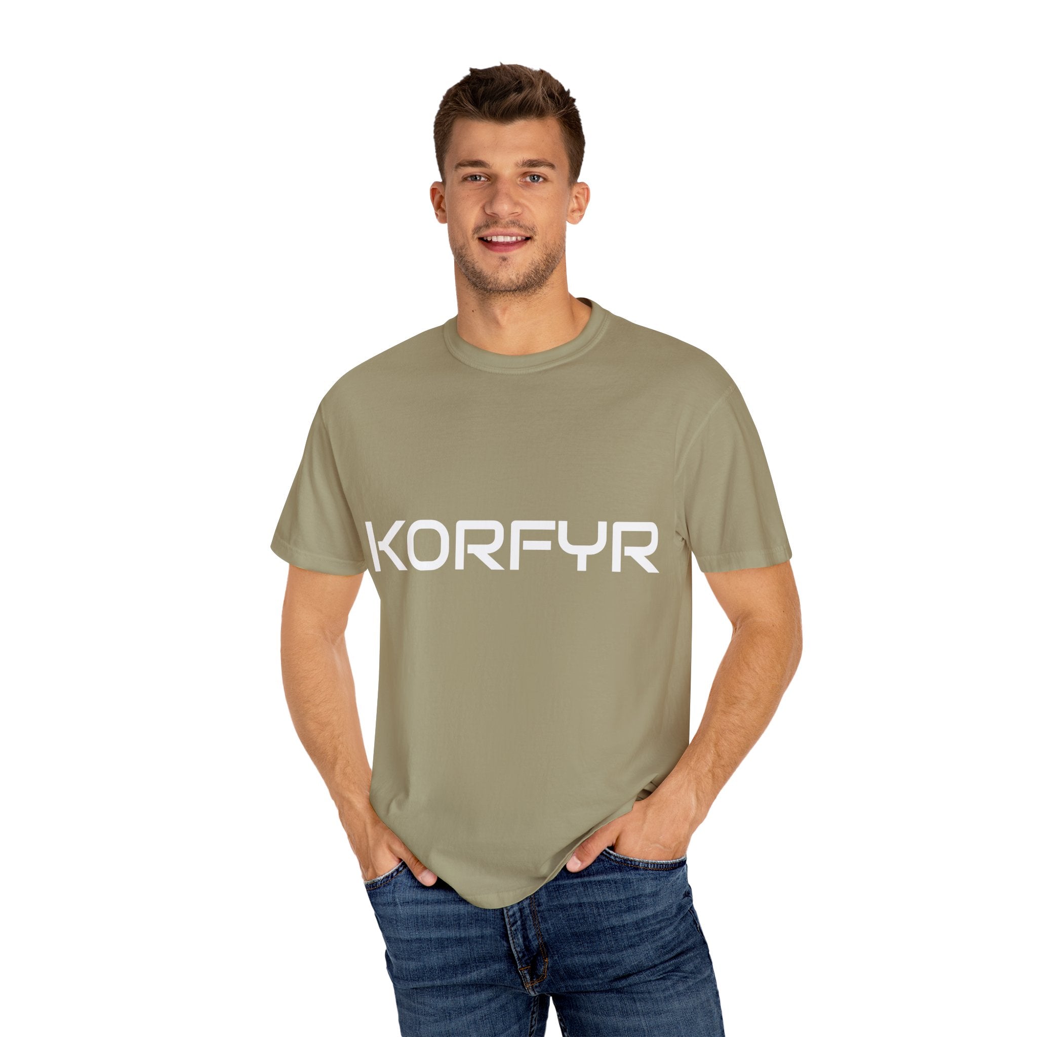 Stylish KORFYR Garment-Dyed T-Shirt, Casual Wear, Streetwear, Gift Idea, Unique Fashion Statement