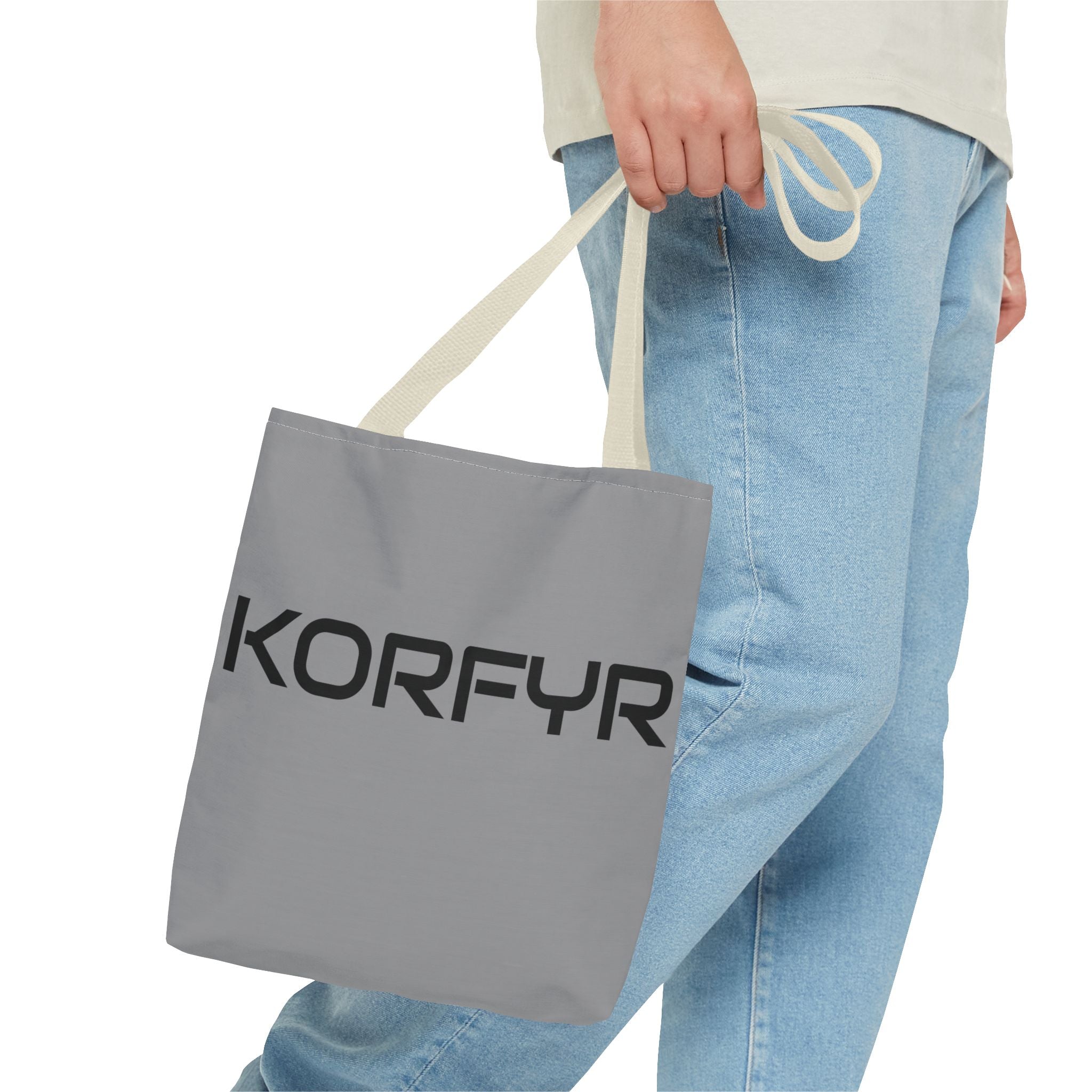 KORFYR Modern Typography Tote Bag, Chic Eco-Friendly Bag, Stylish Everyday Tote, Gift for Her, Fashion Statement Carryall