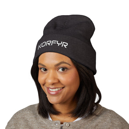 KORFYR Classic Cuffed Beanie - Cozy Embroidered Hat for Winter, Fashion Accessory, Streetwear Style, Gift for Him/Her, Casual Headwear