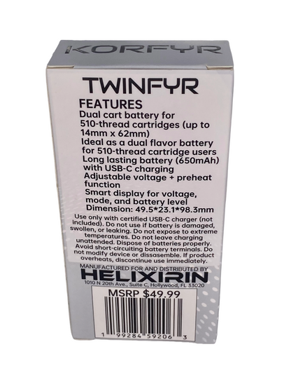 TWINFYR Dual-Flavor 510-Thread 650mAh Battery (Black)