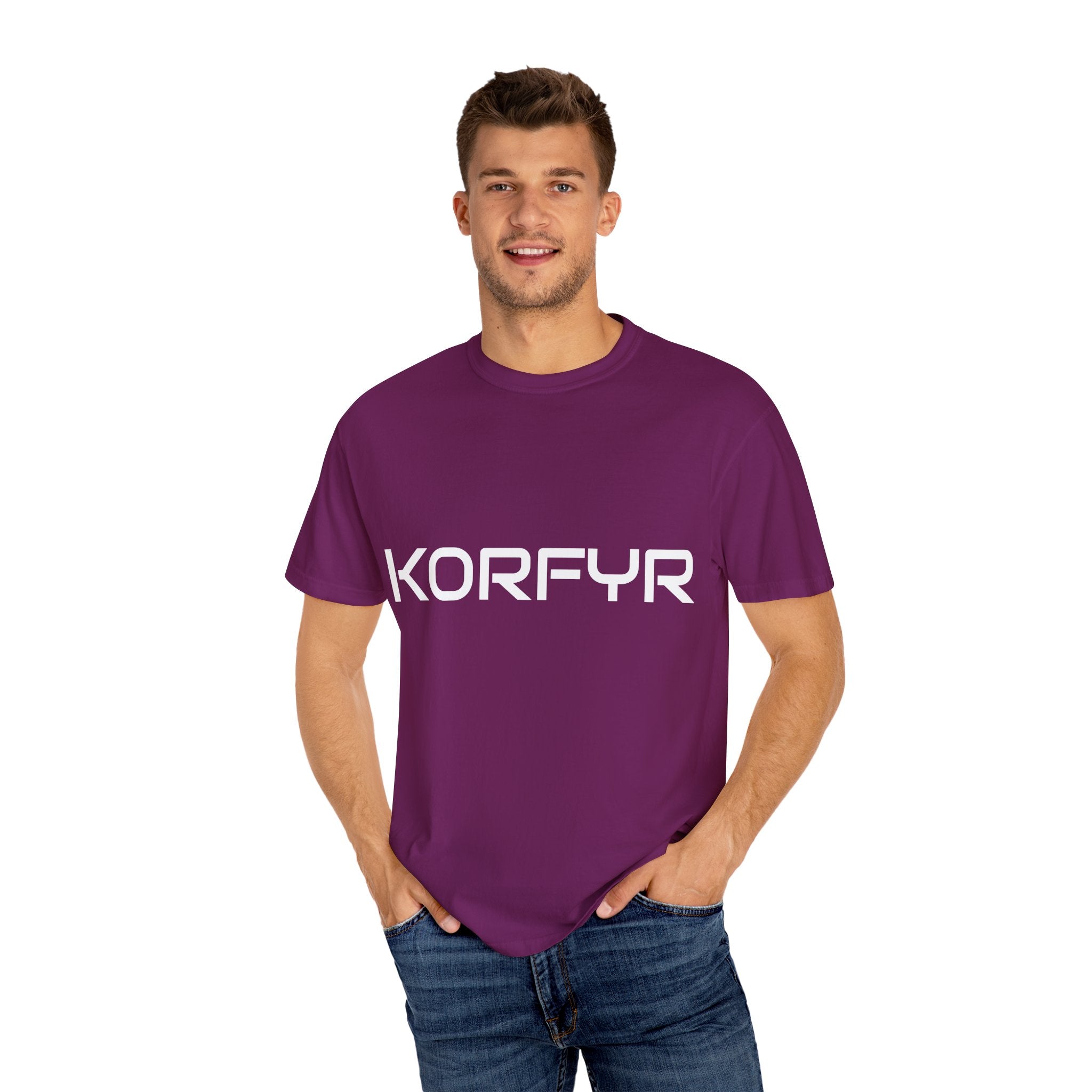 Stylish KORFYR Garment-Dyed T-Shirt, Casual Wear, Streetwear, Gift Idea, Unique Fashion Statement