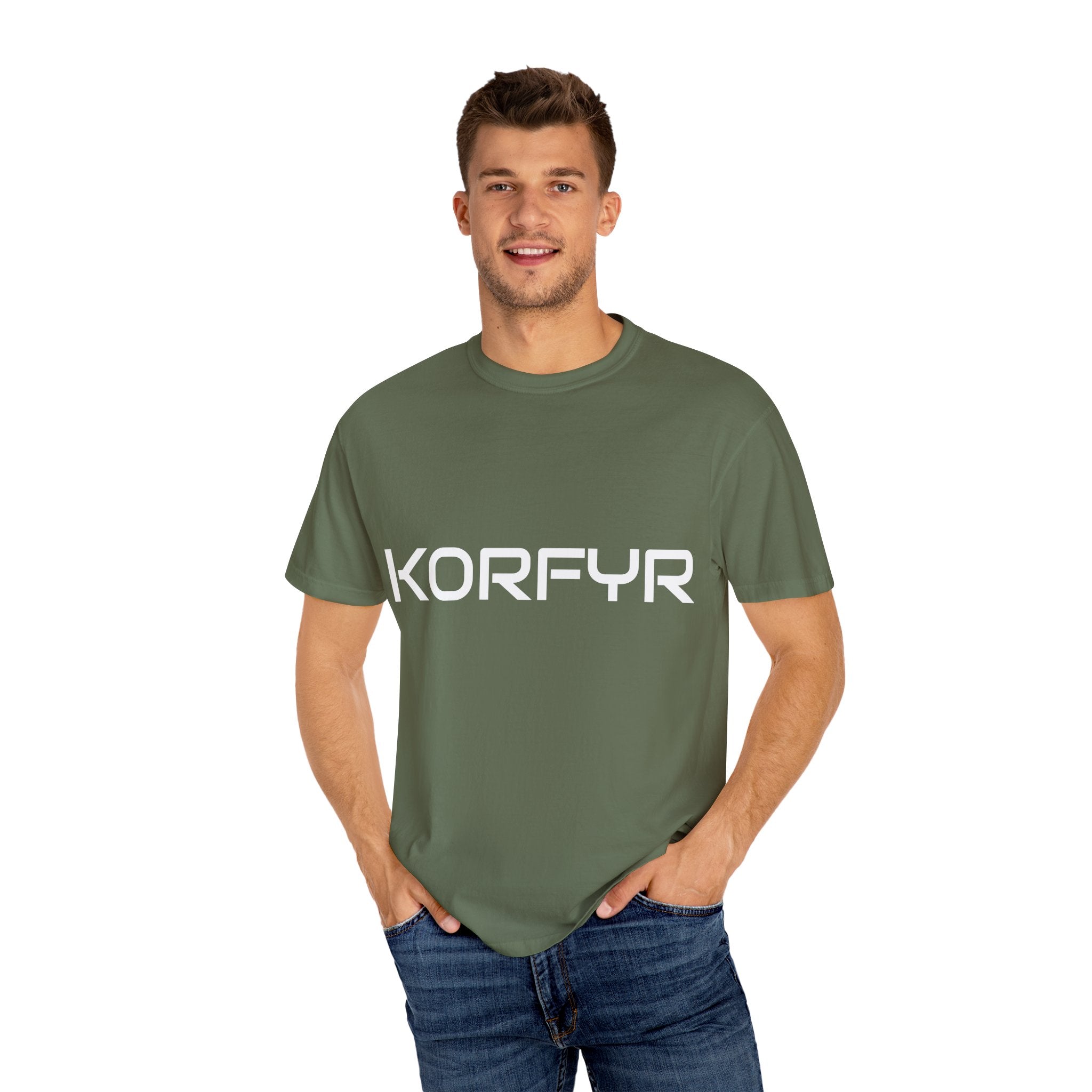 Stylish KORFYR Garment-Dyed T-Shirt, Casual Wear, Streetwear, Gift Idea, Unique Fashion Statement