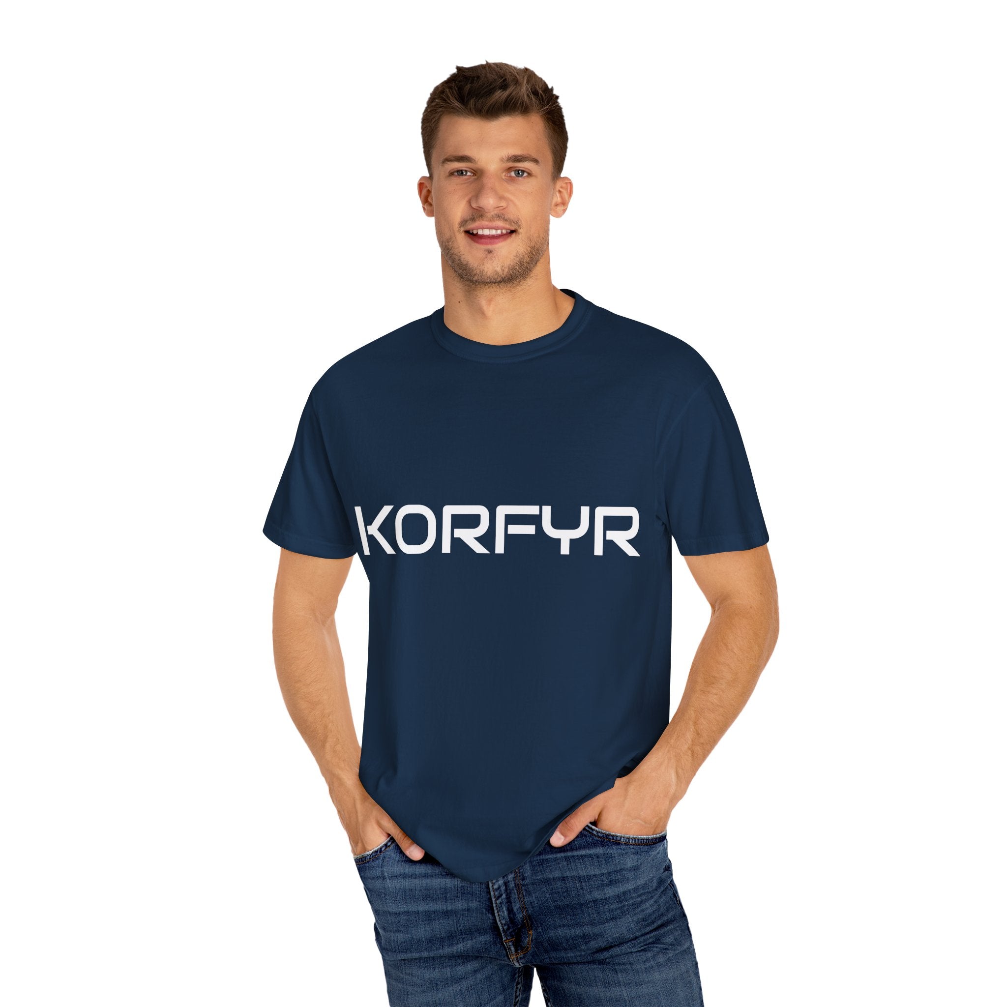 Stylish KORFYR Garment-Dyed T-Shirt, Casual Wear, Streetwear, Gift Idea, Unique Fashion Statement